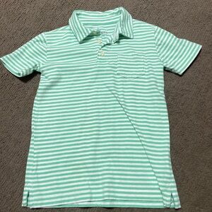 Green Striped Kids Polo Shirt